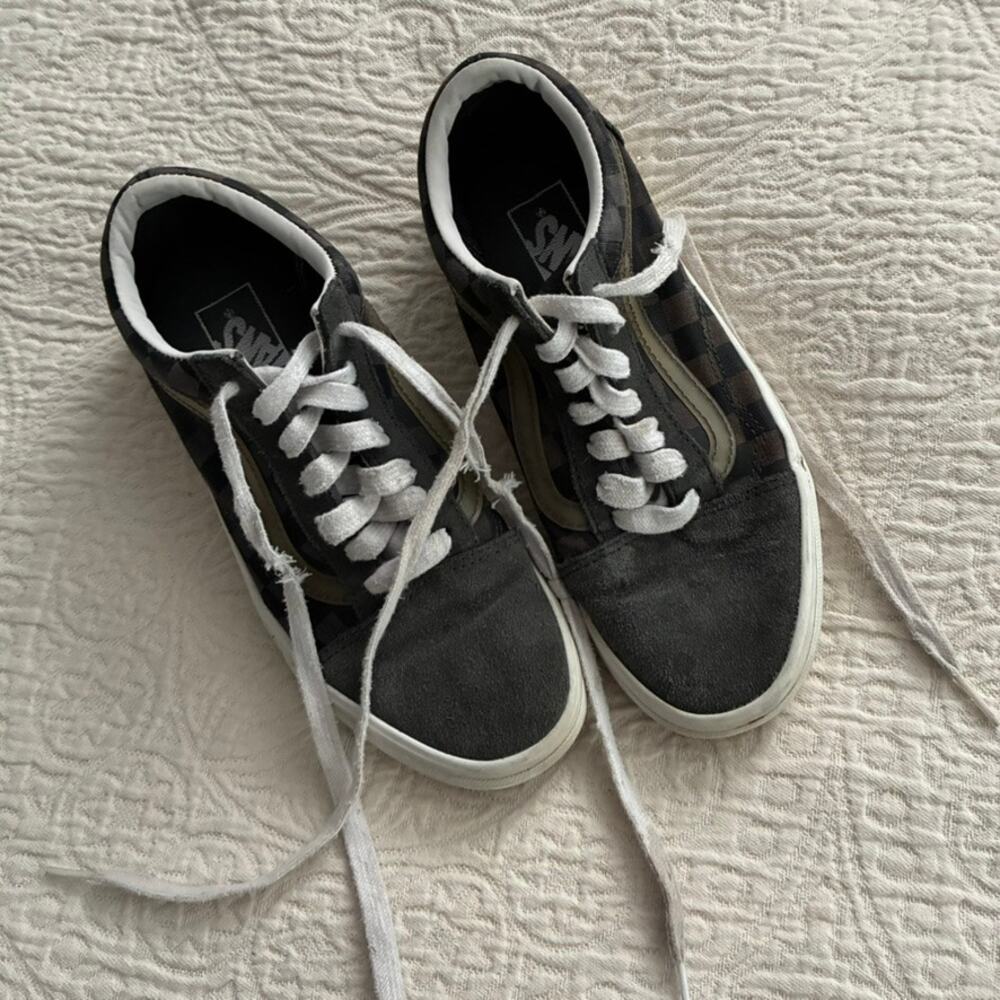 Vans Old Skool Crystal Sidestripe Grey/Black Checkerboard Men's 6.5/Women's 7.5